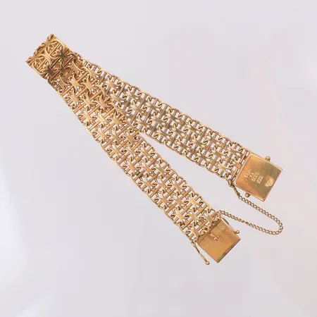 Armband X-länk med stav längd ca 18cm bredd ca 14mm, säkerhetskedja, Hedens Guldsmeds AB 1966, 18K Vikt: 24,5 g