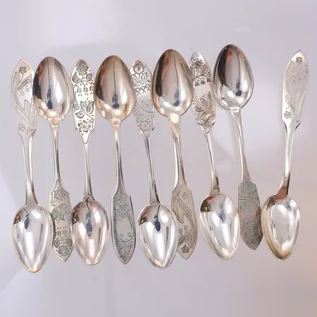 9 kaffeskedar Tornedal 12cm, silver 830/1000  Vikt: 124,3 g
