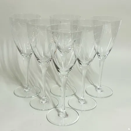 6 vitvinsglas Duka modell Lovisa 20cm Ø75mm, etsad dekor
