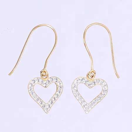 Ett par örhängen hjärtan med vita stenar höjd 24mm bredd 10mm 18K Vikt: 0,8 g