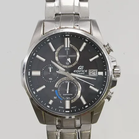 Herrur Casio Edifice Solar Powered 44mm extra länkbitar, går ej, batteribyte box.