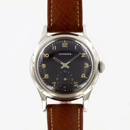 Herrur Longines Ø36mm, stål med läderband originalspänne