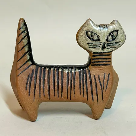 Figurin Lisa Larson Katt ur serien "Lilla Zoo", Gustavsberg 1955-1978, ej signerad, höjd 10 cm, stengods