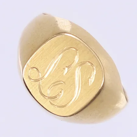 Klackring med monogram "LS" stl:18½ bredd 3-14mm 18K  Vikt: 2,9 g