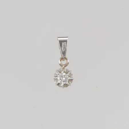 Hänge diamant ca 0,10ct 7x5mm vitguld 18K 0,5g.