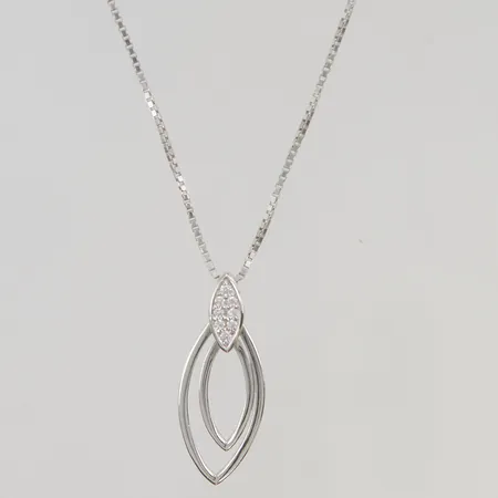 Collier med vita stenar 44cm hänge 32mm GHA 925/1000 silver Vikt: 7 g
