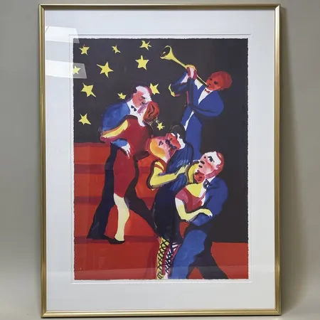 Tavla Peter Dahl titel:Stardust färglitografi signerad och numrerad 240/375 ca 59x41cm ej examinerad ur ram. Skickas med postpaket.
