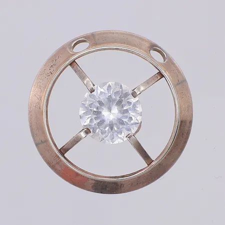 Hänge troligen bergkristall Ø27mm, saknar stämplar, silver 830/1000 Vikt: 5,8 g
