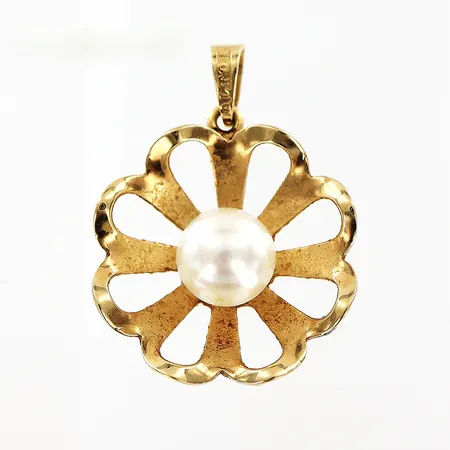 Hänge med odlad pärla längd 23mm, bredd Ø17mm, 18K Vikt: 1,4 g