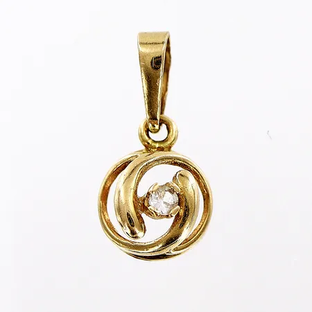 Hänge med vit sten längd 15mm, bredd 7mm, 18K Vikt: 0,6 g