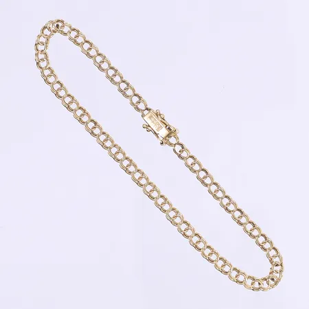 Armband Bismarck 20cm bredd 3mm, Guldfynd, kistlås, 18K  Vikt: 4,6 g