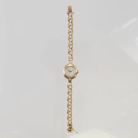 Damur Omega 17mm manuell slitendoublé, boettnr: 2579-3, cal 244, verknr: 12024789 (ca 1950,) integrerad länk i 18K, bruttovikt: 13,2g.