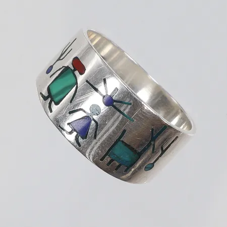 Ring med native American design, stl:19, bredd 6-11mm, 925/1000 Vikt: 5,5 g
