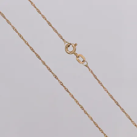 Kedja Singapore Guldfynd längd 42,5cm, bredd 1mm, 9K  Vikt: 0,9 g