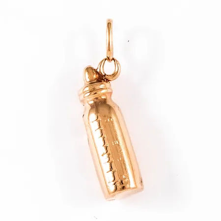 Hänge nappflaska bredd 5mm, längd 20mm, sliten ögla, 18K 0,6g. 