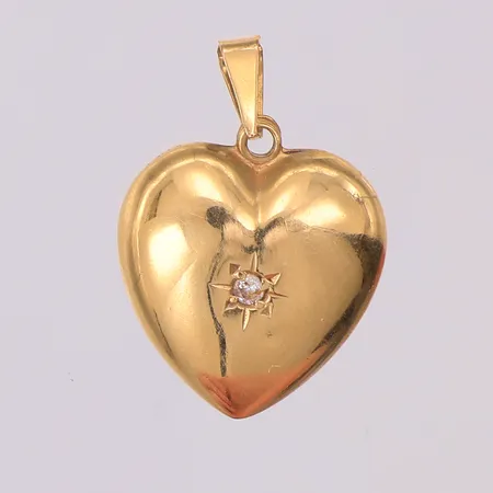 Hänge hjärta vit sten 22mm Alton, 18K Vikt: 1,7 g