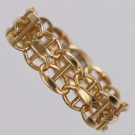 Ring X-länk med stav stl:18, bredd 5,7mm, 18K  Vikt: 2,2 g