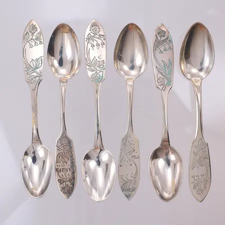 6 kaffeskedar Tornedal 12cm, silver 830/1000  Vikt: 84 g