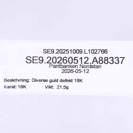 Diverse guld defekt 18K  Vikt: 21,5 g