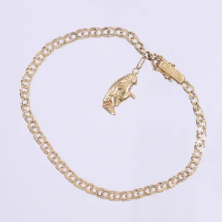 Armband Bismarck med en berlock 19cm bredd 3mm, kistlås, 18K  Vikt: 4,7 g