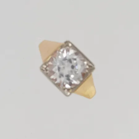 Ring stl:17½ bredd 11mm bergkristall 18K 5,6g.