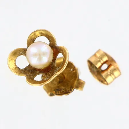 Udda örhänge med pärla, extra stopp, 8x8mm, 18K Vikt: 0,7 g