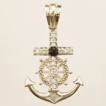 Hänge Kors/ankare med vita stenar, längd 75mm bredd 42mm, 925/1000 silver Vikt: 28,4 g