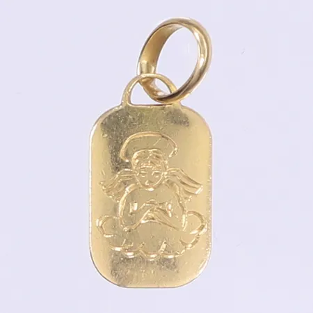 Hänge graverad dekor ängel 24x10mm italienska stämplar 18K Vikt: 2,2 g