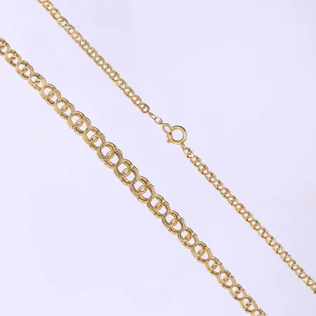 Halskedja doserad Bismarck 49cm, bredd 3-7mm, något trögt lås, 18K  Vikt: 12,7 g