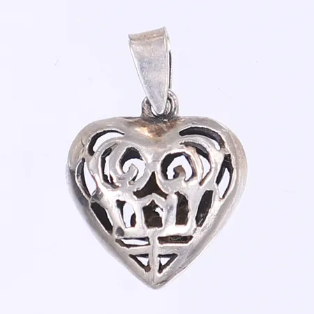 Hänge hjärta med genombruten dekor 21x15mm silver 830/1000  Vikt: 2 g