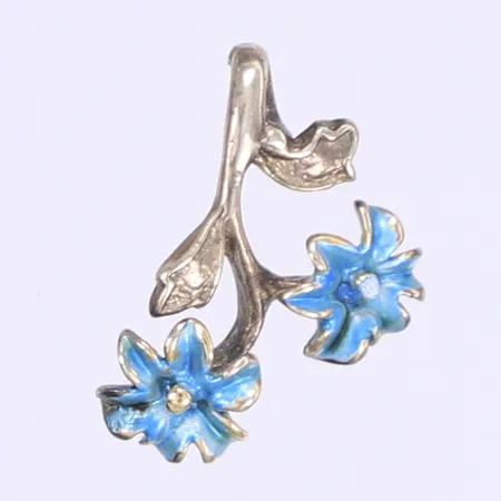 Hänge blommor med blå emalj 19x12mm silver 830/1000 Vikt: 1,3 g