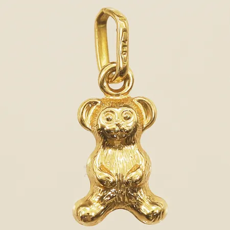 Hänge björn, längd inkl ögla 15mm, bredd 4,5mm 18K Vikt: 0,4 g