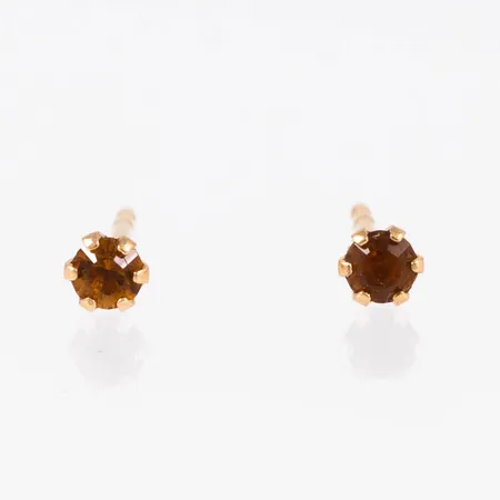 Örhängen med cognacsfärgade stenar Ø 2,2mm 18K 0,3g.