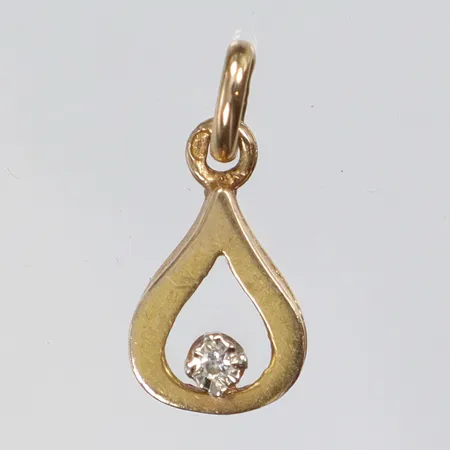 Hänge med vit sten, längd 17mm, bredd 8mm, 18K Vikt: 1,2 g