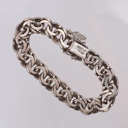 Armband Bismarck längd 20cm bredd 13mm, säkerhetskedja, kattfot, silver 830/1000 Vikt: 48 g