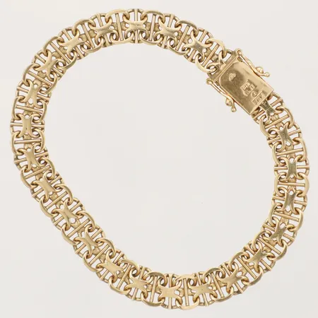 Armband X-länk med stav, längd 18,5cm bredd 7,7mm, trögt lås, 18K  Vikt: 14,9 g