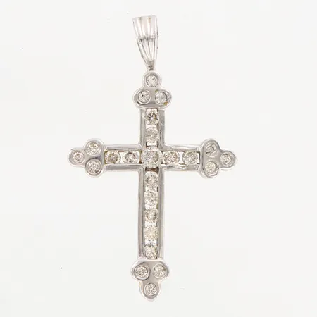 Hänge Kors vitguld med diamanter, 1 x 0,05ct samt 23 x 0,01ct, 20x33mm, 14K  Vikt: 2,2 g