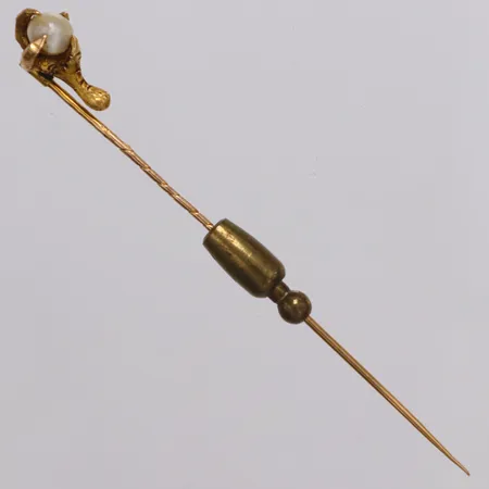 Hårnål sliten odlad pärla 75mm, stopp ej i guld ej med i vikt, 18K  Vikt: 2,4 g