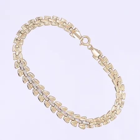 Armband 19cm bredd 6-8mm, tvåfärgad, 14K  Vikt: 3,8 g