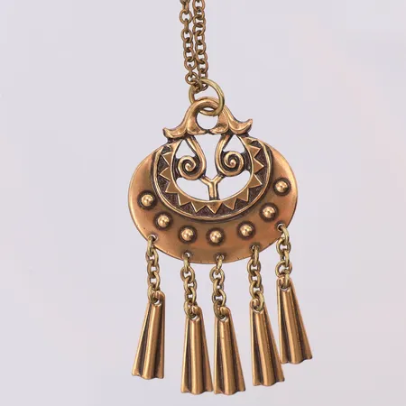 Collier Kalevala Koru Mångudinnan längd 61,5cm bredd 2mm, hänge längd 53mm bredd 28mm, Finland, brons, original etui
