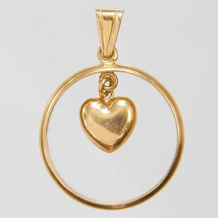 Hänge vigsel/förlovningsring med hjärta, 33,3x23,1mm, personlig gravyr, svenska stämplar, 18K Vikt: 4,1 g