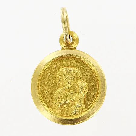 Hänge religiöst motiv längd 17mm, bredd 12mm, 14K Vikt: 0,8 g