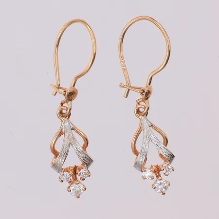 Örhängen vita stenar 30mm, vitguldsdetaljer, 14K Vikt: 1,7 g
