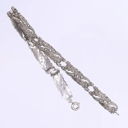 Armband med markasiter 18,5cm, bredd 8mm, importstämplad, silver 830/1000 Vikt: 11 g