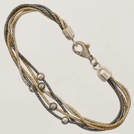 Armband flerradigt längd 18cm, bredd 6,1mm, trefärgat Silver 925/1000 Vikt: 9,9 g