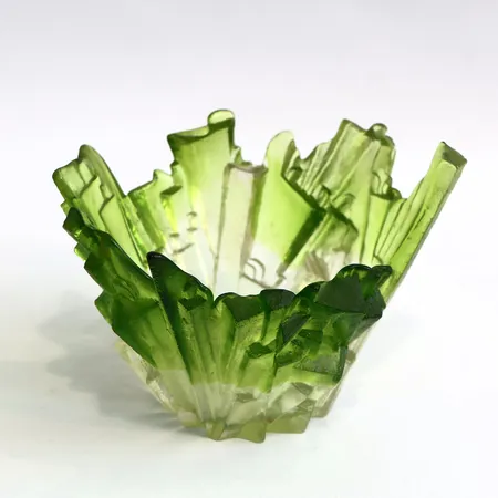 Skål i glas, ca Ø15,5cm, Pertti Santalahti Humppila Finland, signerad