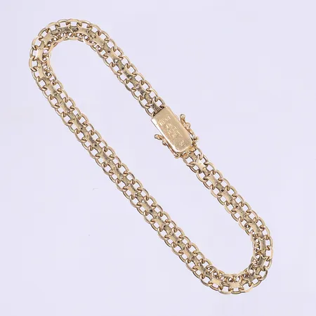 Armband X-länk 19cm, bredd 5,5mm, svenska stämplar, 18K Vikt: 10,4 g