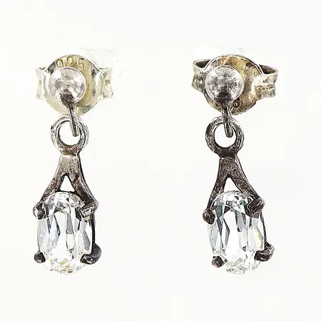 Örhängen 15x5mm vit sten silver 925/1000 Vikt: 1,3 g