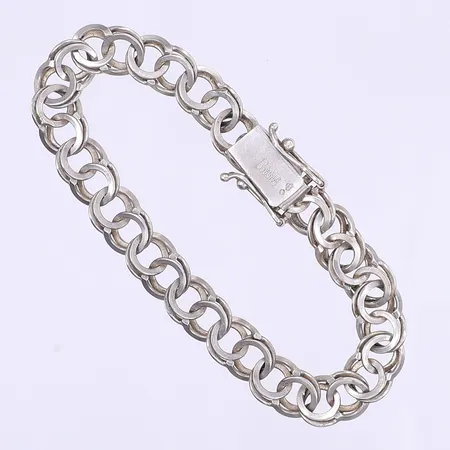 Armband variant av Bismarck 18,5cm, bredd 8mm, åldersrelaterat slitage, silver 830/1000 Vikt: 12,3 g