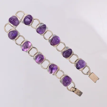 Armband trumlade ametister längd 20,5cm bredd 10,5mm, silver 835/1000 Vikt: 22,3 g